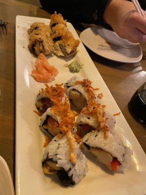 The Crabby bee and Thai-phoon rolls.