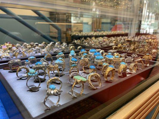 Wide selection of rings ranging from multi- stone gems and diamonds.