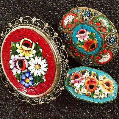 Vintage Italian micro mosaic brooches are BACK, and 30% off on Black Friday!!