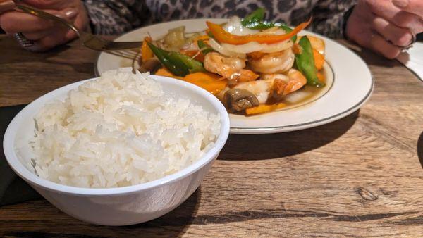 Stir fried shrimp and mixed vegetables