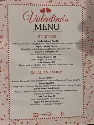 Valentines Week add on Menu