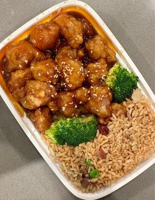 Sesame Chicken and Pork Fried Rice