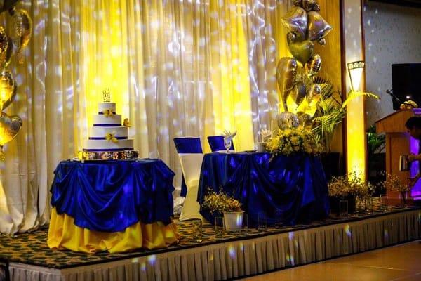 Great job with the piping, the cake table, and the head table!