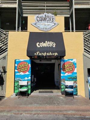 Entrance to Cowell's Surf Shop.   04 May 2021