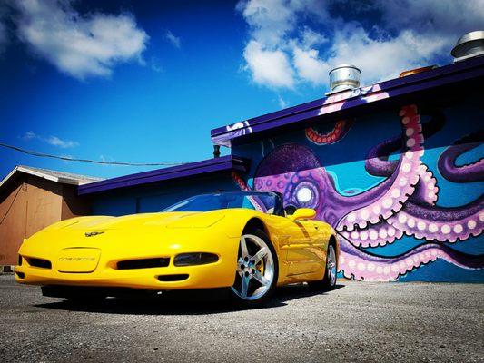 Vette in Tarpon Springs. Parking space octopied