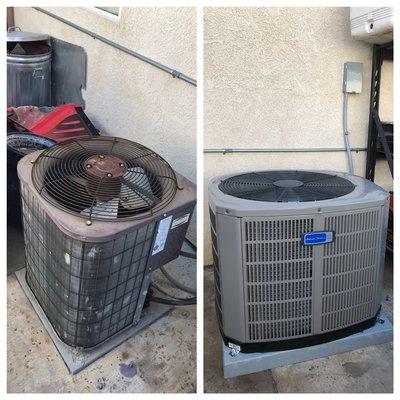 Replacement of a 14 seer American standard condenser and new veal coil.