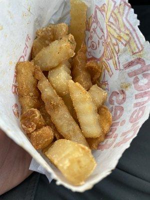 Greasy, hard, stale fries. Every bite was nothing but old cooking oil