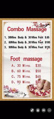 Prices include with hot stones and oil Body Massage