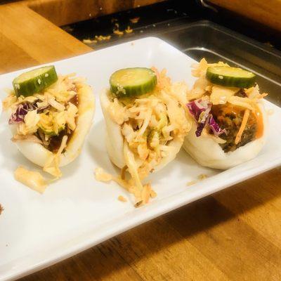 Sampler Platter of the steamed bao buns.