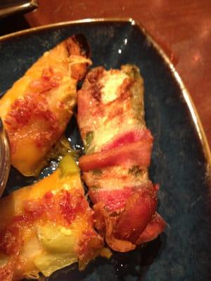 Bacon wrapped, cream cheese and cinnamon stuffed jalapeños