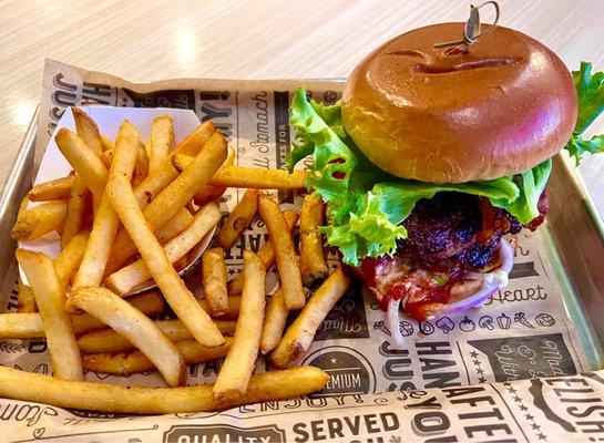 Build your own burger with fries