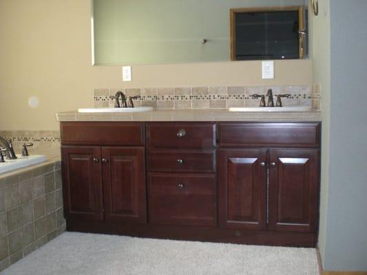 New vanity, and tile counter top at this Tacoma home