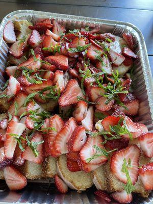 Poundcake with Salted Caramel Whiskey Glazed Macerated Strawberries