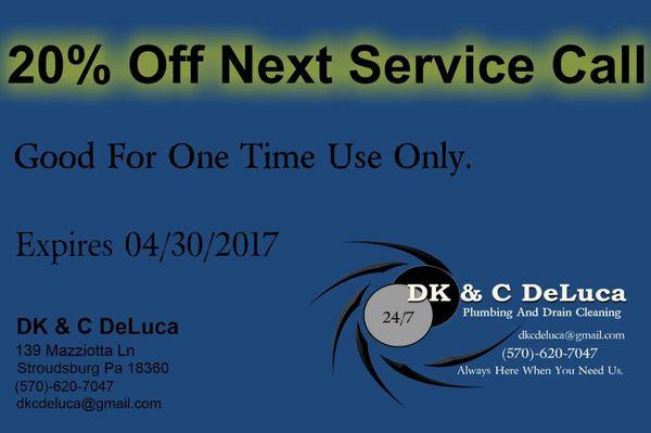 20% off next service call