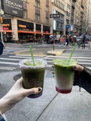 Purple Drink with matcha and the Strawberry matcha