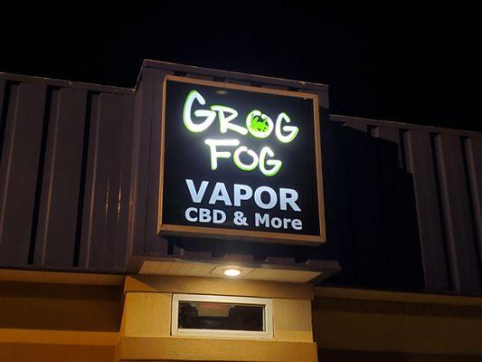 Nighttime view of our new sign