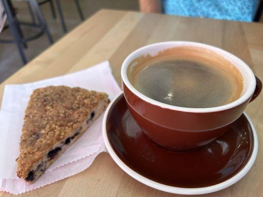 Gluten free blueberry scone and Americano