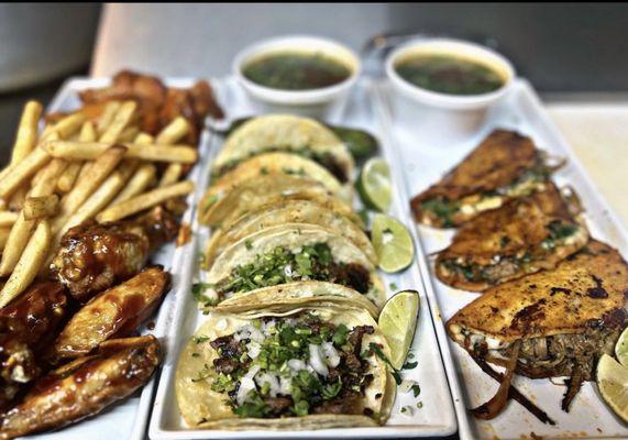 WINGS,street TACOS,BIRRIA MORENO TACOSSS