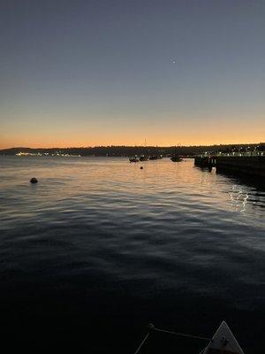 Photo from front deck of Catamaran at sunset