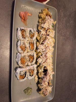 Spicy Salmon Roll, Crab Tempura