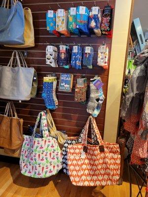 Socks and tote bags