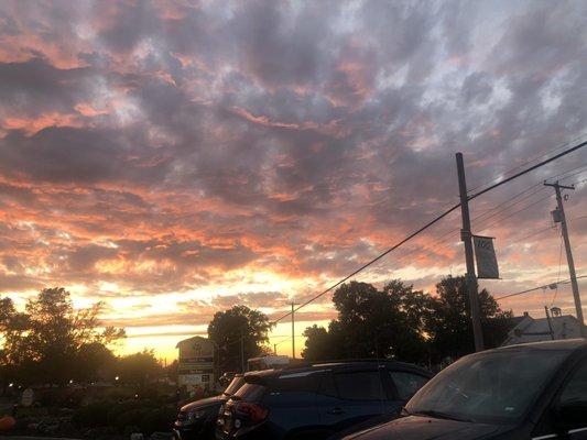 amazing sun set from parking lot