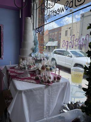 Window cake pop display