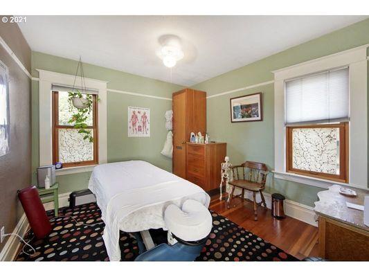 Massage therapy treatment room.