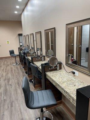 Womens locker room vanity space