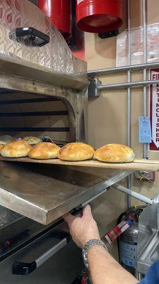 Fresh baked bread straight from their Turkish Oven