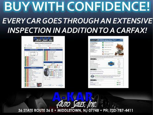 Every car has a FREE CARFAX and Safety Inspection!  See our inventory at www.a-karauto.com