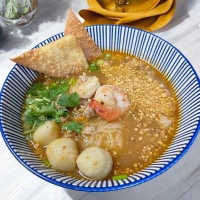 Spicy pork noodle soup.