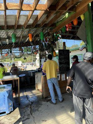 Outdoor seafood stand for ordering food