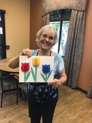 Vel had fun making tulips for Spring!