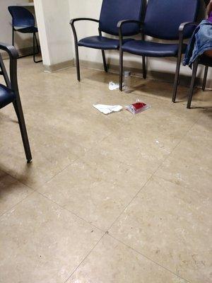 Its a shame that a pediatrics waiting area is this dirty  and not once did i see housekeeping come out to clean or change a garbage