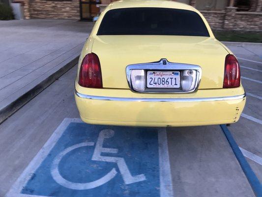 Marriott Towne Place Suites Redding CA - Friday 2/22 6:45am.  There's a dozen open parking places and this guy has to park illegally???