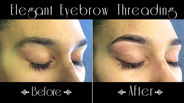 Before and after result of eyebrow threading done on our beautiful customer.