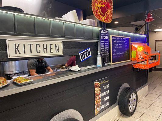 The original taco truck inside of the restaurant... Very cool.