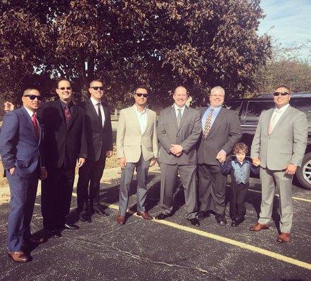 Rocking the plaid blue (far left).  Thanks concord tailors!