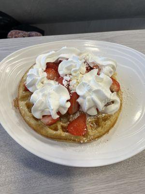 Belgian Waffle with Fresh Strawberries