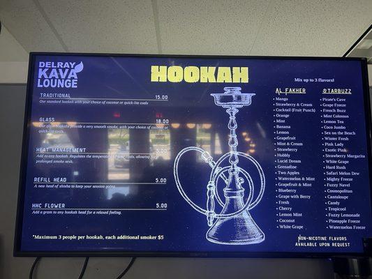 Hookah Menu