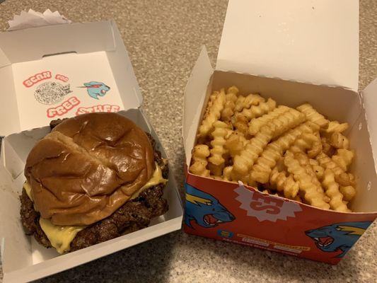 Chandler Burger and Signature crinkle fries