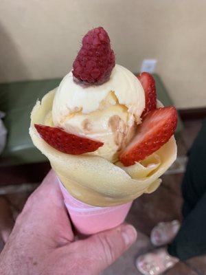 Strawberry and ice cream crepe!