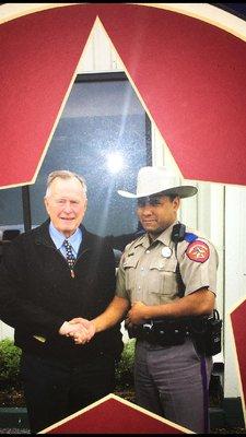 Trooper Abe Gonzales with President George H.W. Bush