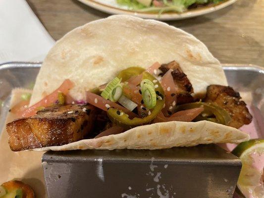 Pork belly taco