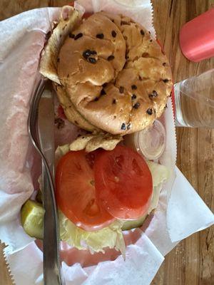 Grilled chicken on an onion roll