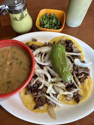 Carne Asada Mini Tacos, not on the menu, but it was advertised on the restaurant sign.