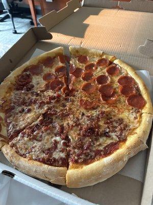 Half bacon half pepperoni