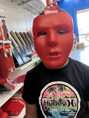 My son in the color red section. Loved this mask! Lol!