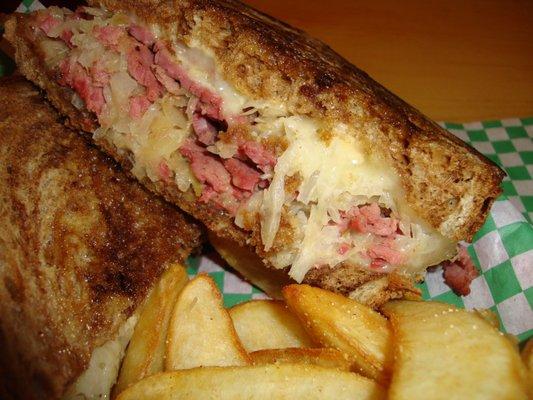 Reuben Sandwich, close-up.